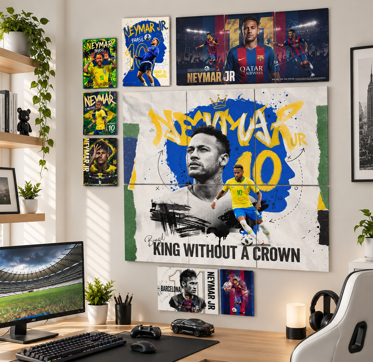 Neymar Jr. Football Poster Wall Set – Brazil & Barcelona Wall Art