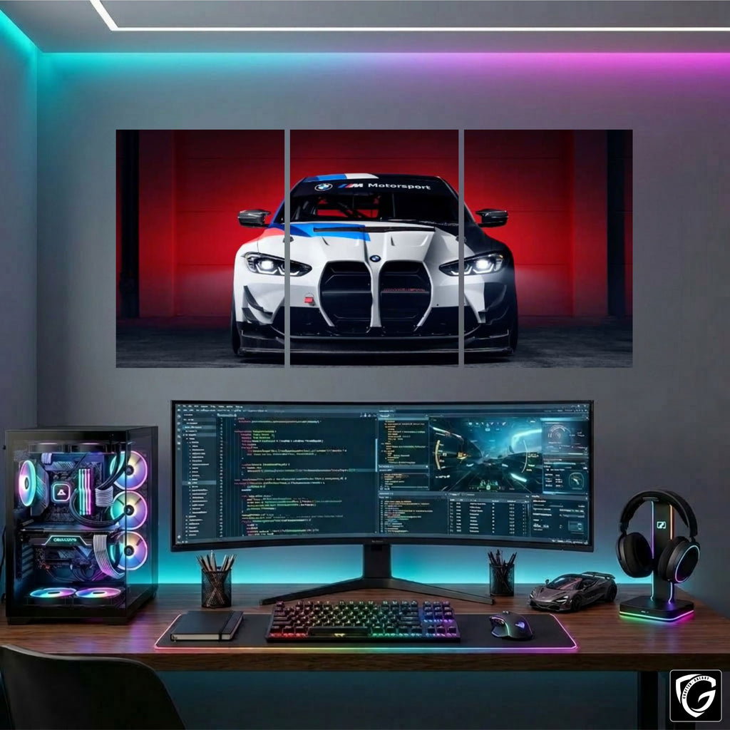 3 Panel Gaming Room Poster | BMW M Inspired Car Wall Art